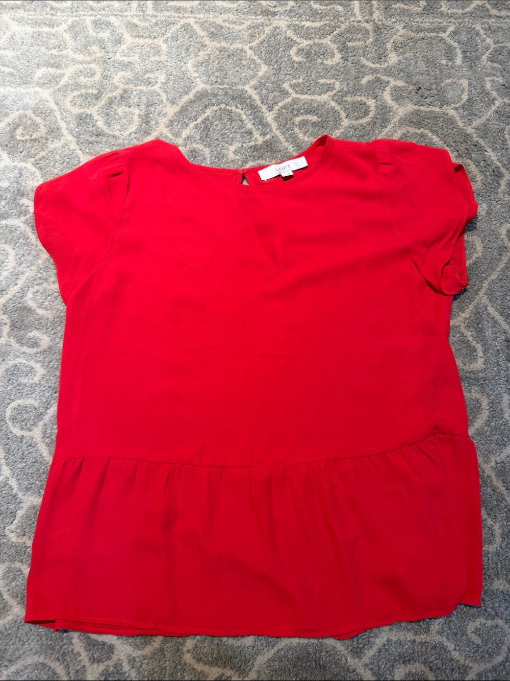 LOFT Bright Red Short Sleeve Peplum Top